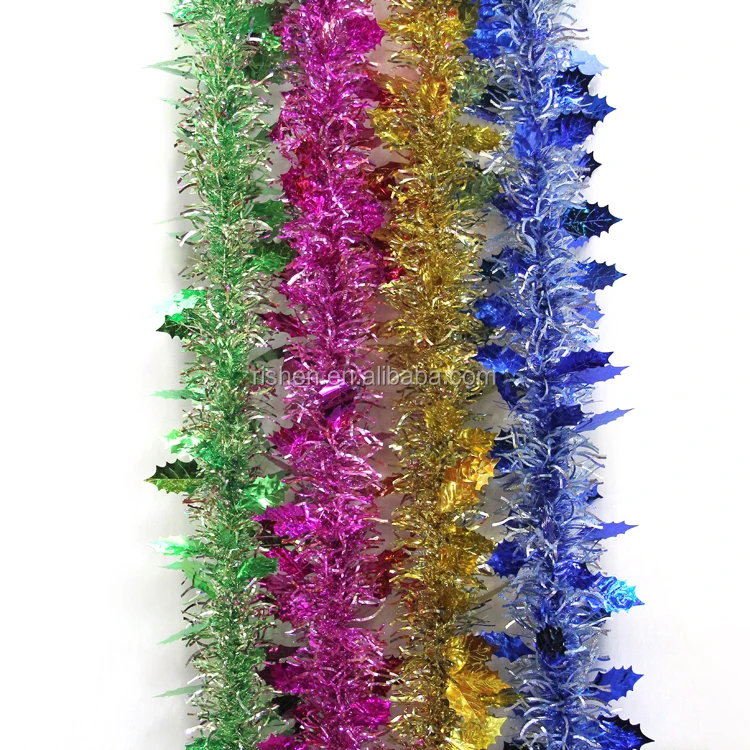 
2M long Pink Double Round Shape Hanging Christmas Tinsel with decorations Colorful Tinsel 