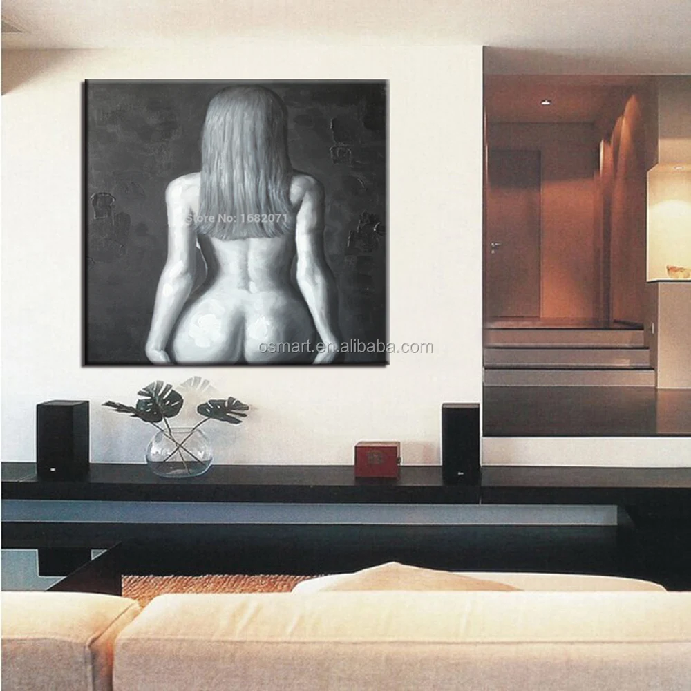 Skilled Artist Hand-Painted Grey Colors Nude Oil Painting on Canvas High Quality Black White Naked Lady Oil Paintings Home Decor