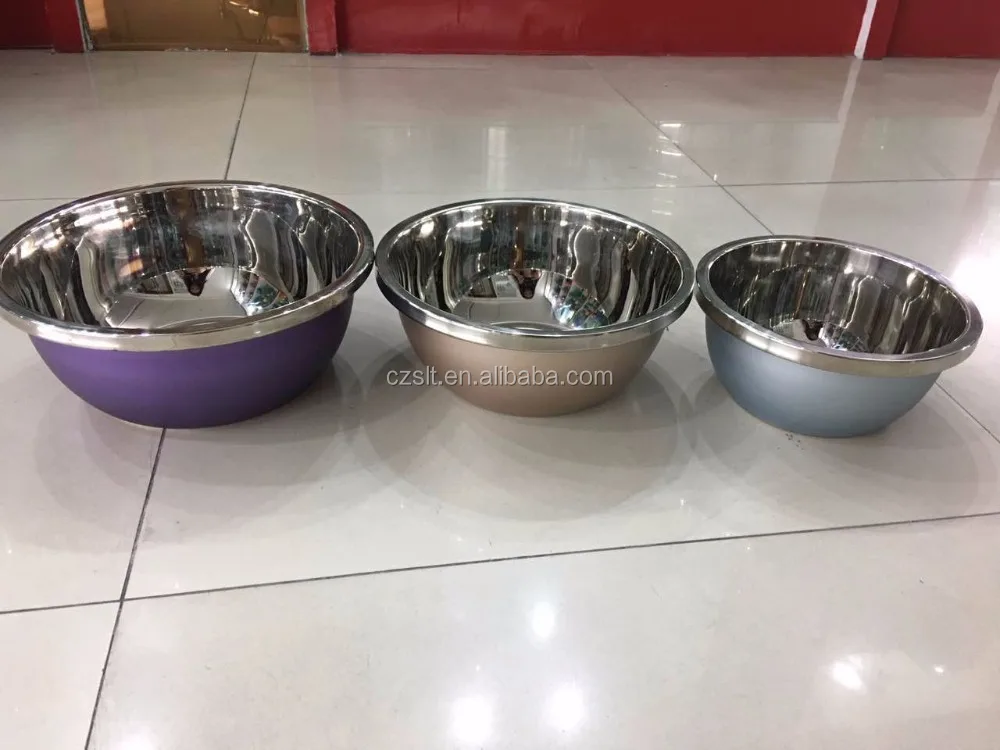 Colorful stainless steel kitchen mixing salad bowl set for sale