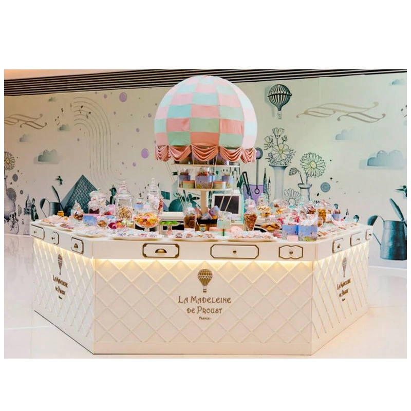 LUX Customized Hand Made Clear White Acrylic Donuts Stand Shelf Candy Display Holder For Shop Wedding Party