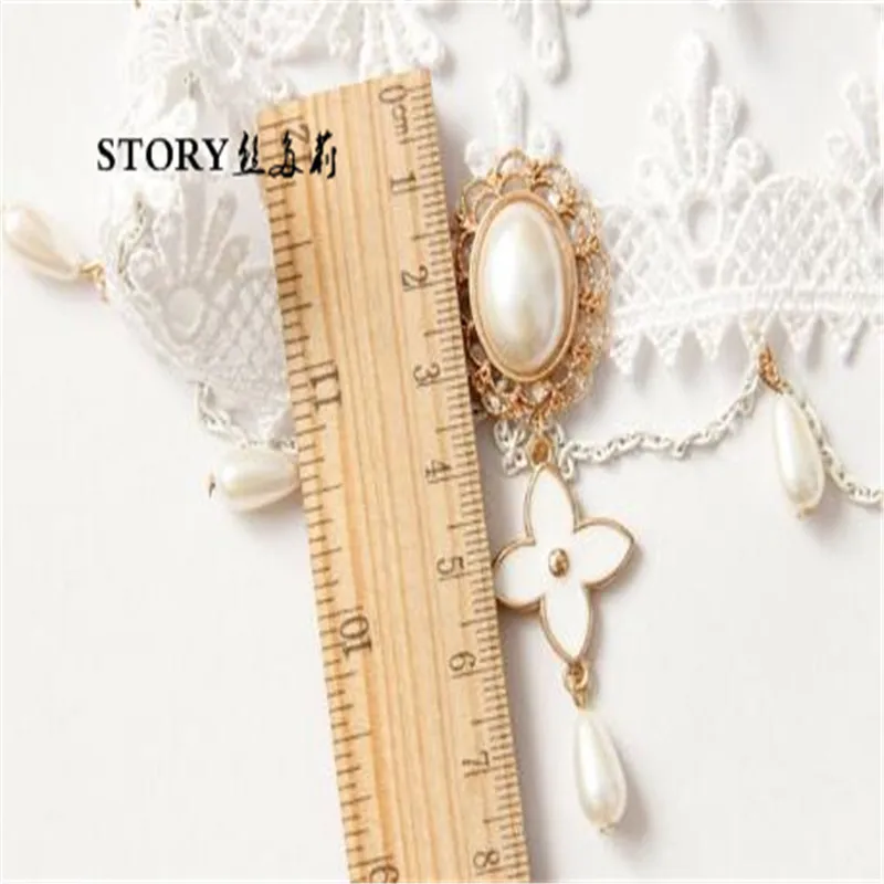 wedding bride lace flower pearl beaded forehead crown tiara headband