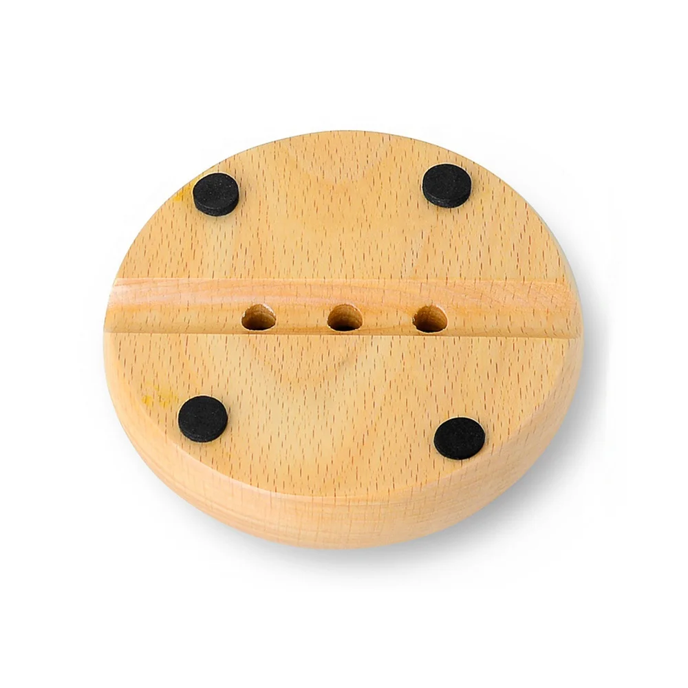 Bathroom Wooden Soap Case Holder Sink Deck Bathtub Shower Dish Round Hand Craft Natural Wooden Holder for