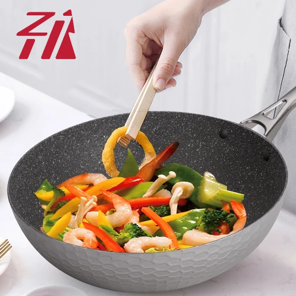 Hot Selling forged aluminium non stick Wok with lid
