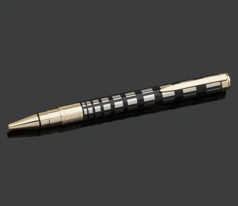 
Graceful Geometric Line Design Metal Pen and Carbon Fiber Cufflinks Business Set 