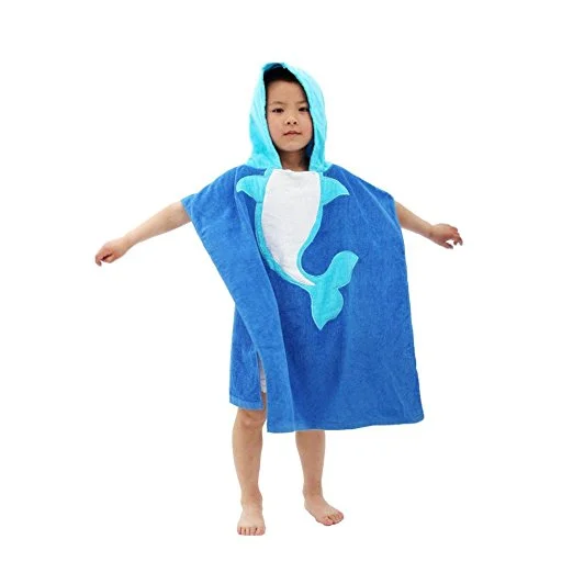 Surf Poncho Towel China Animal Printed Hooded Beach Suppler Microfiber Lovely Children Free Customized Square Plain Knitted