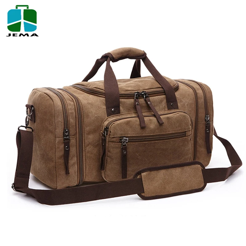 Unisex Canvas Travel mens duffel bag Weekend Bag with Strap