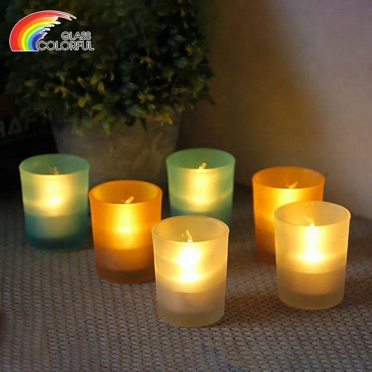 Manufacture wholesale small colored glass votive candle holders cheap candle jars wholesale wedding party decoration