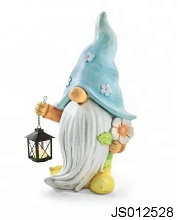 Funny garden gnome resin statues with lantern candle light