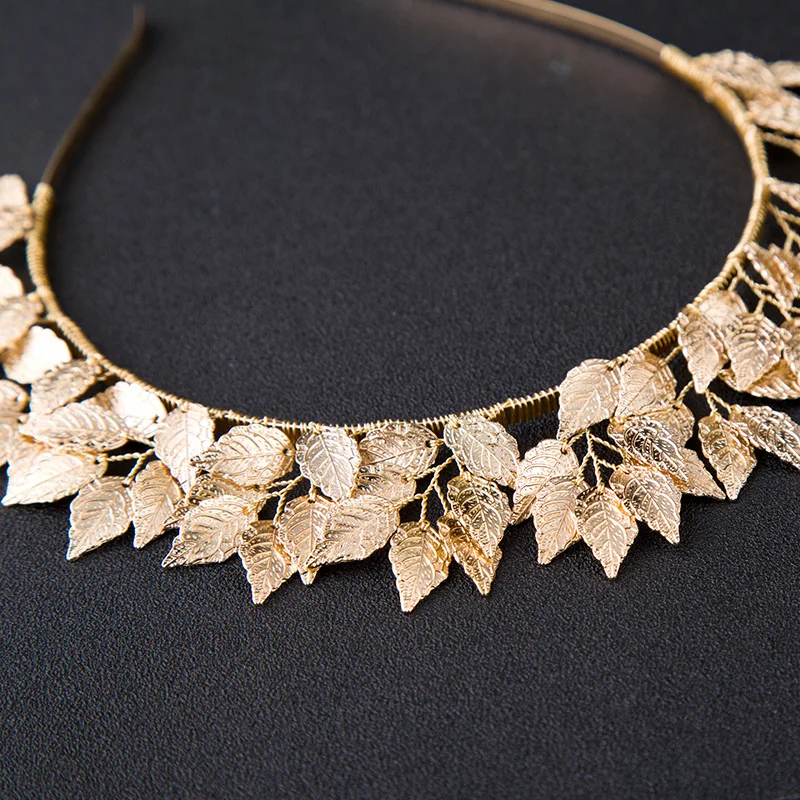 Корона с листьями греческой богини, корона в стиле барокко, королева золотого цвета, тиара, свадебная повязка на голову, аксессуары для волос, головной убор