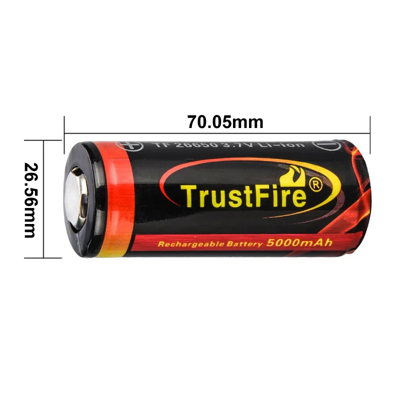 TrustFire 26650 5000mAh 3.7V Li-ion Rechargeable Battery with Protection PCB
