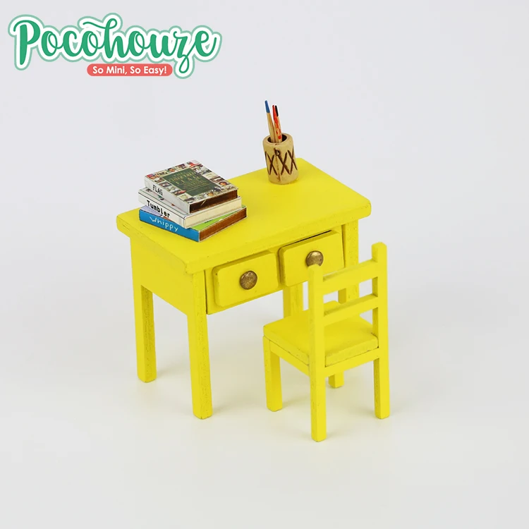 Деревянная игрушка дом мебели diy Рабочий стол бледный кукольная мебель