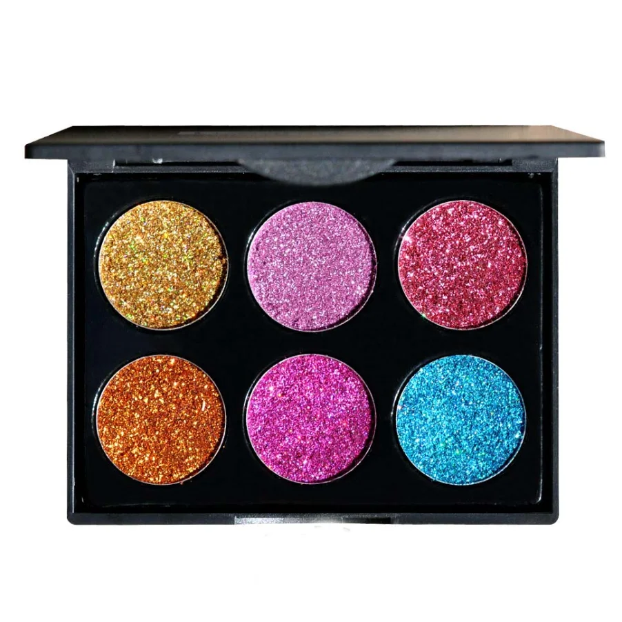 
New Fashion Cosmetics Makeup Glitter 6 colors Eyeshadow Palette Private Label 