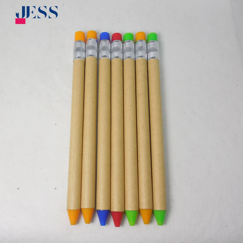 Wholesale Eco-Friendly Plastic Paper Pencil Shape Pen in Ballpoint Pens