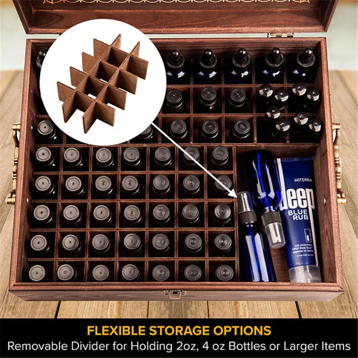 Beautiful Large Essential Oil Box - 77 Bottle With 2 Carry Handles - (Holds 5-30ml Holds NOW 1oz With Dropper Tops)