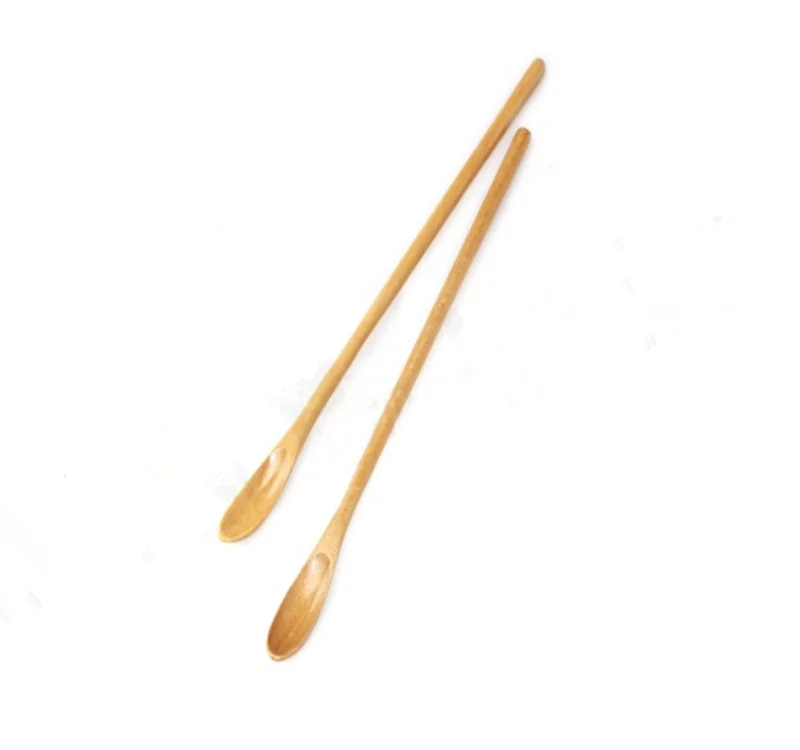 Кружка для кофе с тонкой ручкой, прямая деревянная перемешивающая посуда с логотипом на заказ, деревянная бамбуковая ложка