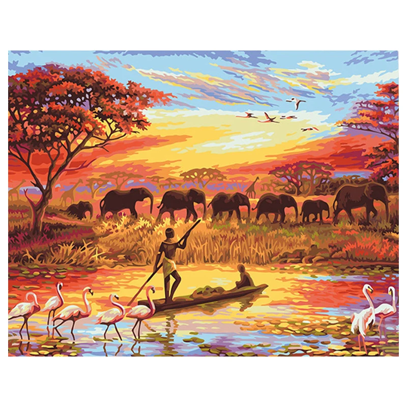 CHENISTORY 99374 Paint By Numbers On Canvas Diy Fisherman Oil No Frame
