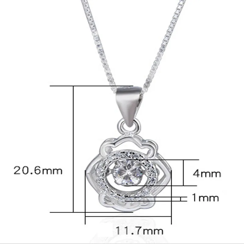 Smart Korean Moissanite CZ Diamond Sterling Silver Pendant Necklace for Women YJAD001476
