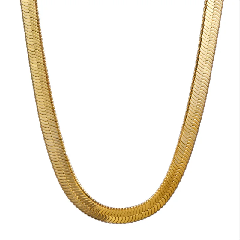 
10mm PVD 14K Gold Plaiting Stainless steel Herringbone Link Chain Wholesale 