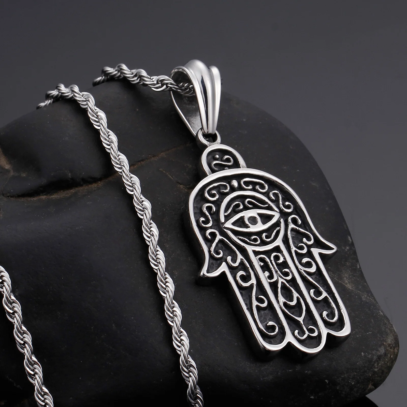 Guangzhou Wholesale Jewelry Accessories Fatima Hand of God Pendant Necklace For Men