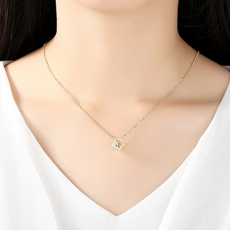 Элегантный белый кристалл AAA кубический циркон ангел любовь шармы куб квадратный медальон кулон ожерелье