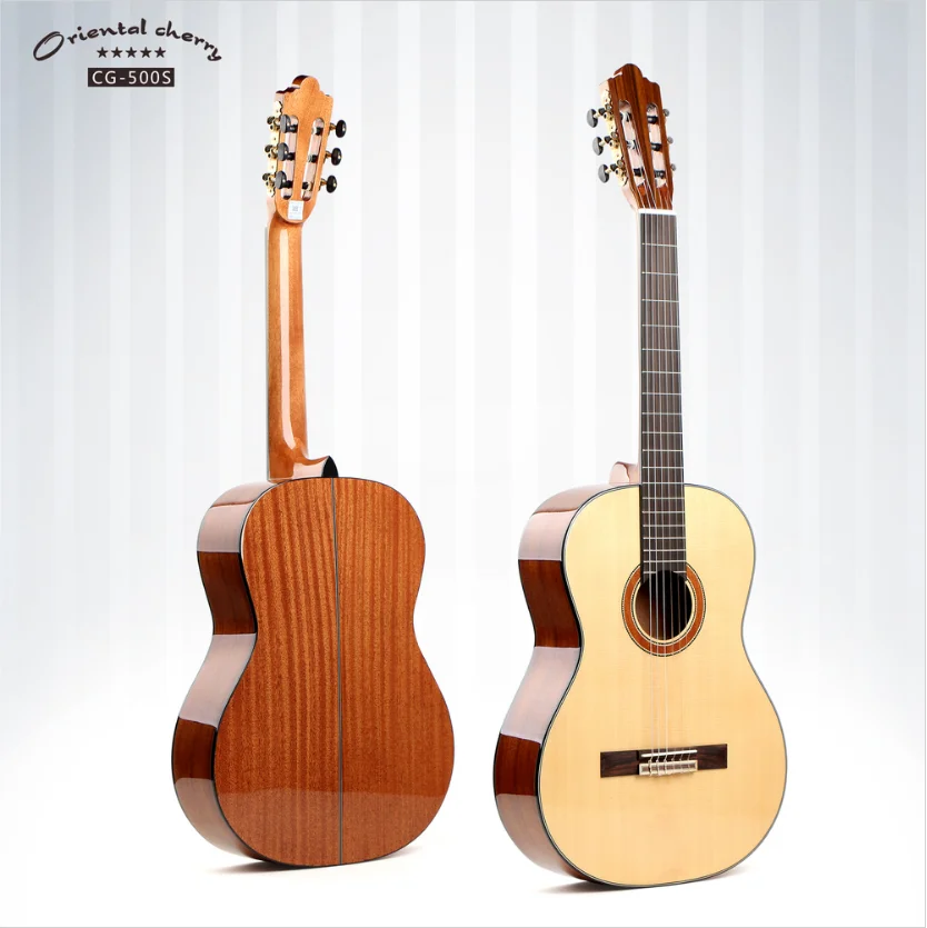 Guangzhou Huayi Oriental cherry handmade classical guitar factory direct solid spruce top from China