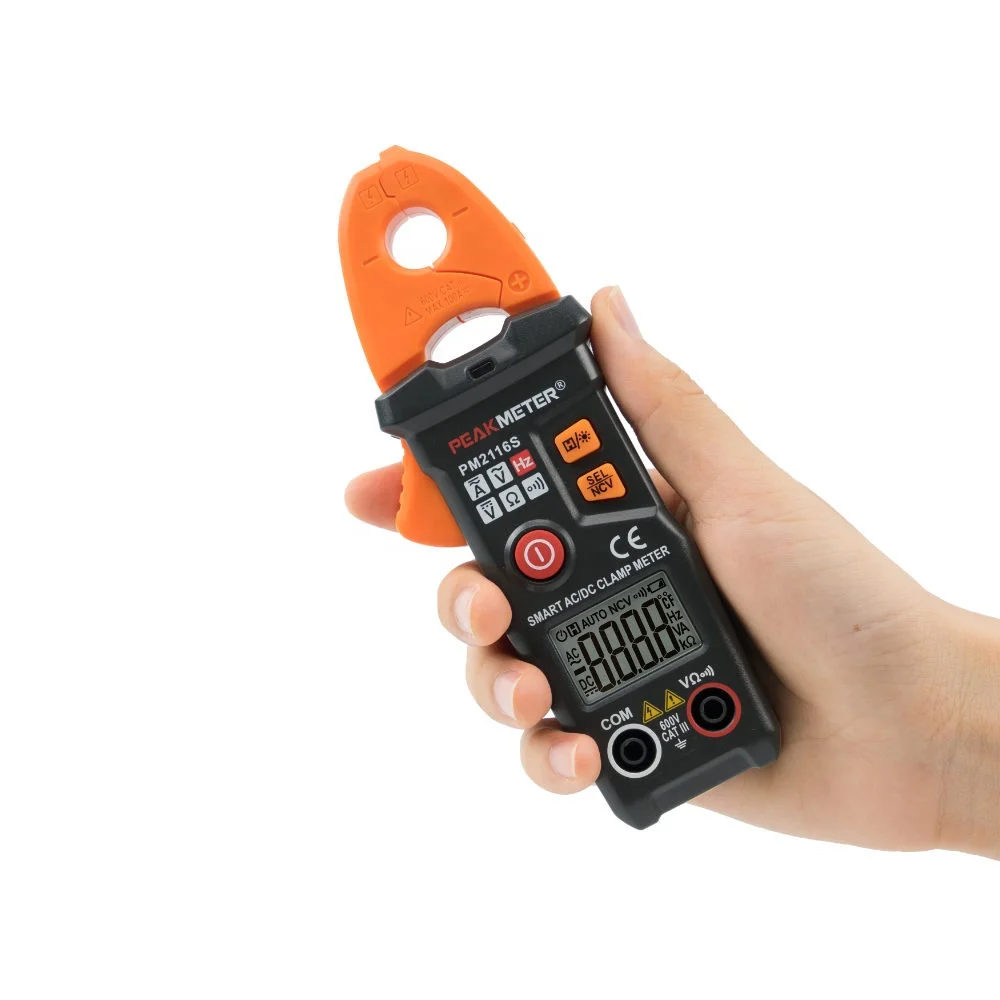 6000 counts cheap NCV clamp multimeter PM2116S, smart mini digital AC/DC clamp meter
