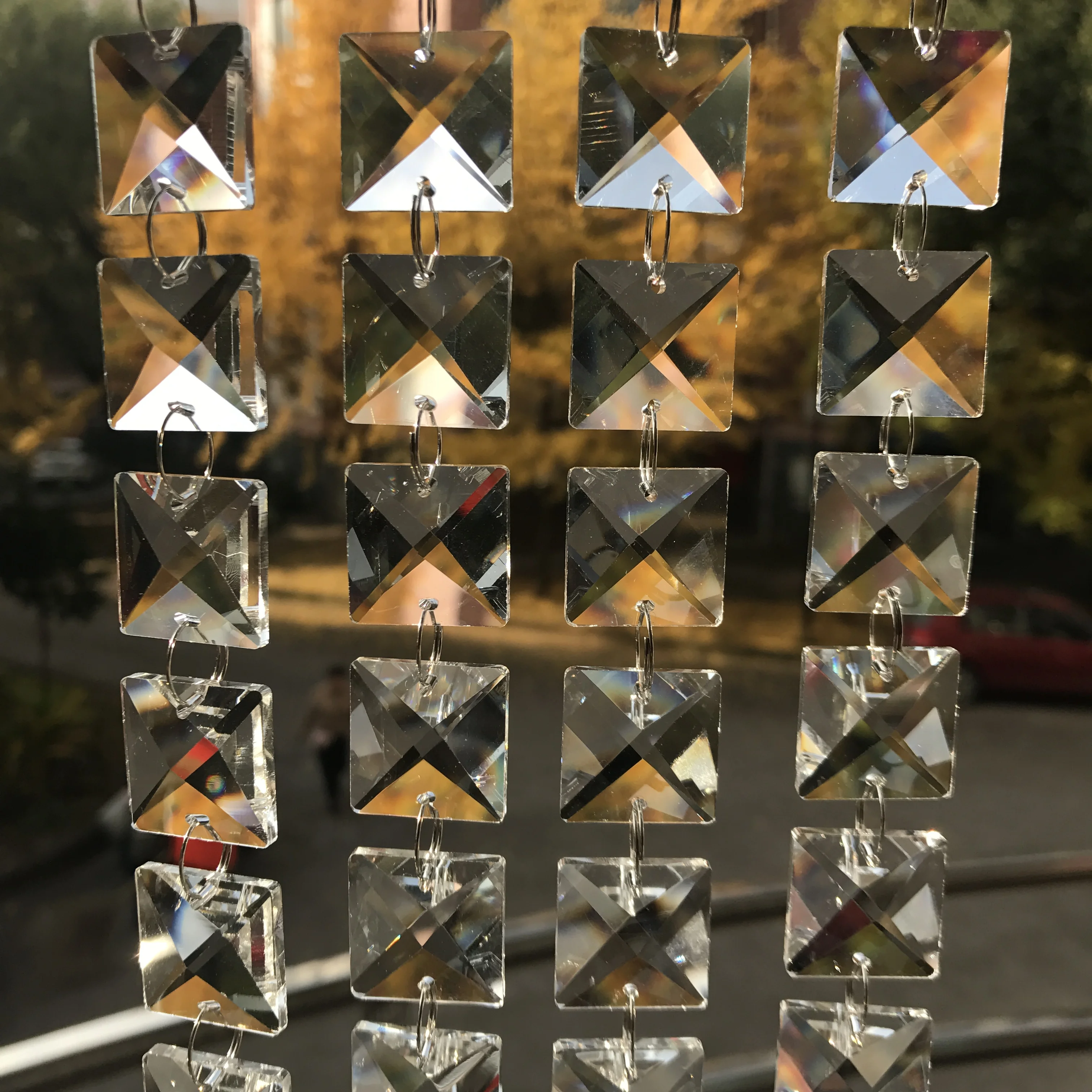 Хрустальная люстра 14 мм, цепочка с квадратными бусинами, гирлянда для окон, занавеска