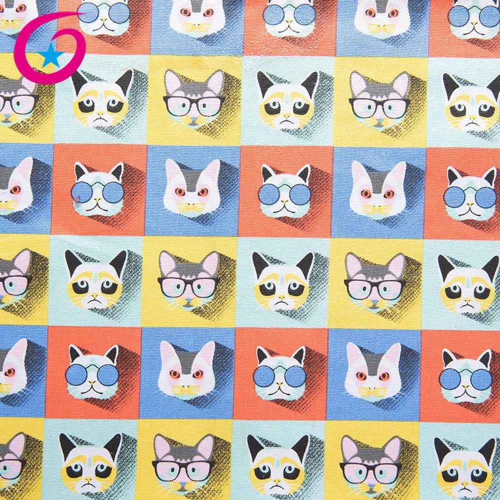 
100% cotton fabric cat print design animal fabric for bags 