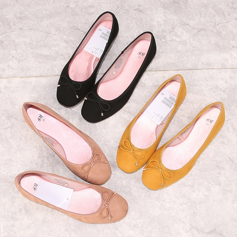 Low price ladies fancy cheap flat platform ballet flats women bow tie pump shoes