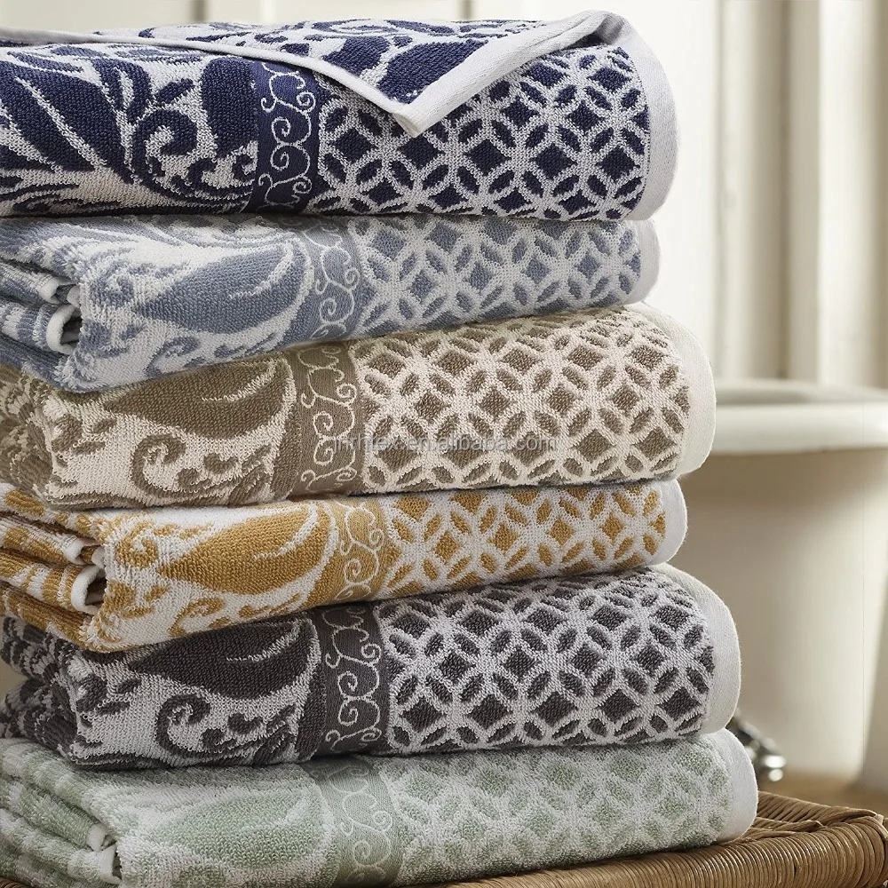 
Professional production Yarn Dyed 100 Cotton Jacquard Hotel towel set Supplier 