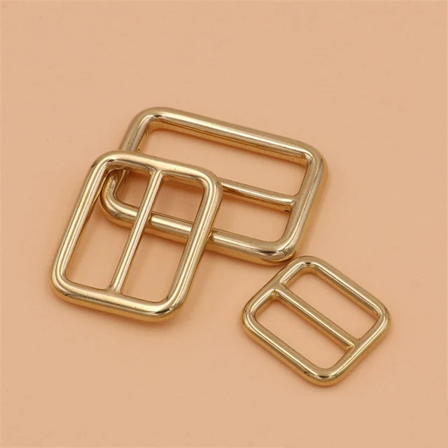 wholesale 18mm 26mm 33mm center bar solid brass tri-glide adjustable buckle