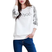 New Style Sweatshirt Women Fashion Star Printed O- neck Full sleeve Sports Shirt Hoodies harajuku Style Plus Size M-XXL
