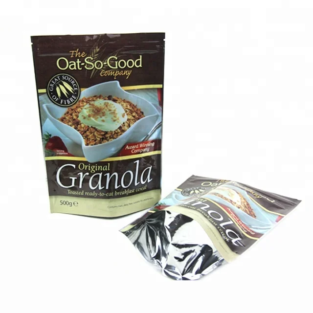 approved standing up zip tear notch top gravures printing plastic food bag