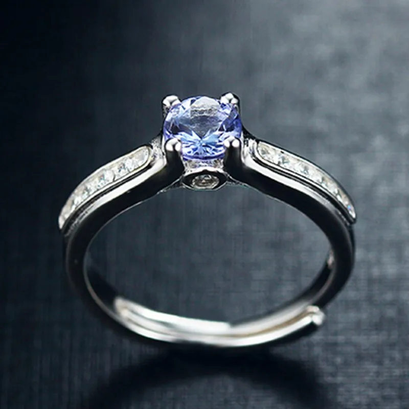 Fashion natural gemstone jewelry sterling silver 925  tanzanite finger  rings for women
