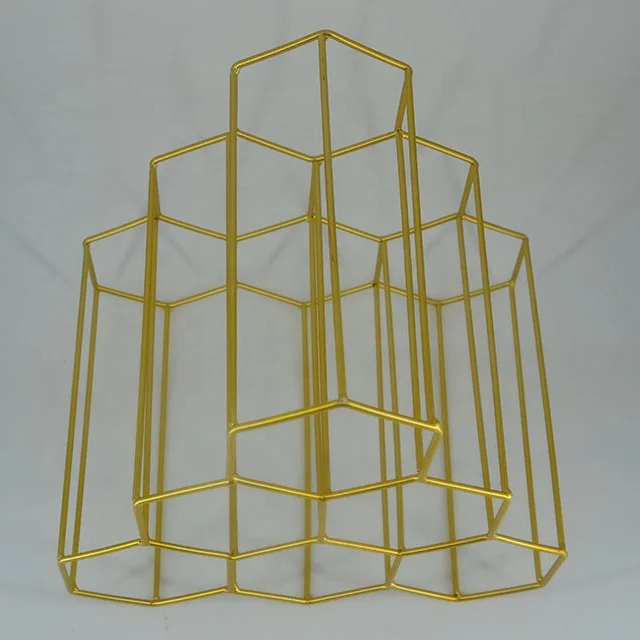 Wholesale home tabletop metal creative hexagon wine rack
