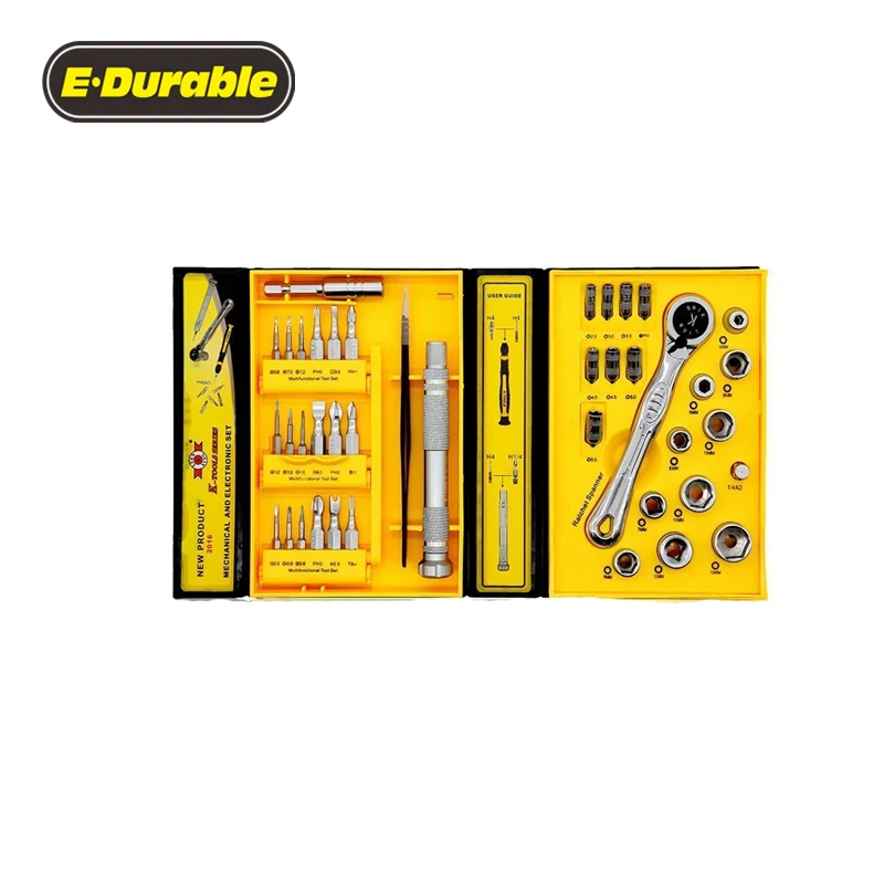 E-Durable 41pcs Mini Flex-head Ratcheting Screwdriver Set, with Micro Screw Driver Bits and Metric Socket Sets