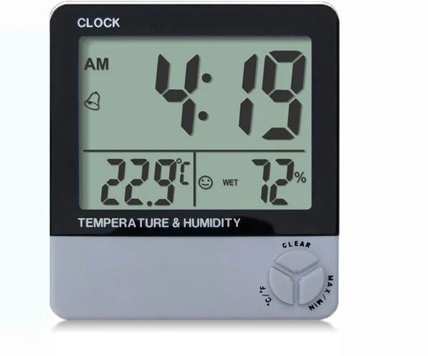 Digital indicator & humidity temperature time display  wire electronic thermometer