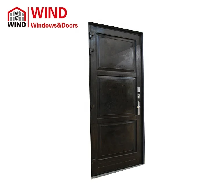 WIND 2019 latest design copper wood door automatic window with fingerprint smart door lock