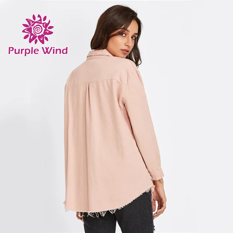 Hot Sales Pink Cotton Regular Jacket Clothing Trouser stain denim Shirt for women