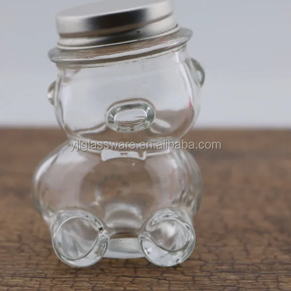 Hot selling wholesale price available different sizes glass bear jar glass bear honey jar bear shaped glass jars
