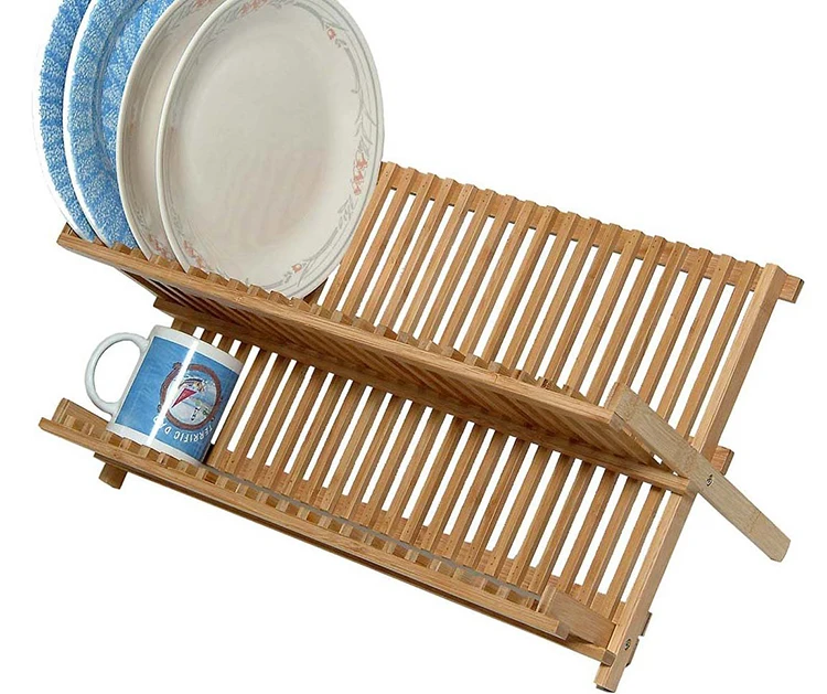 Wholesale Kitchen Drying Wooden 2 Tier Dish Rack