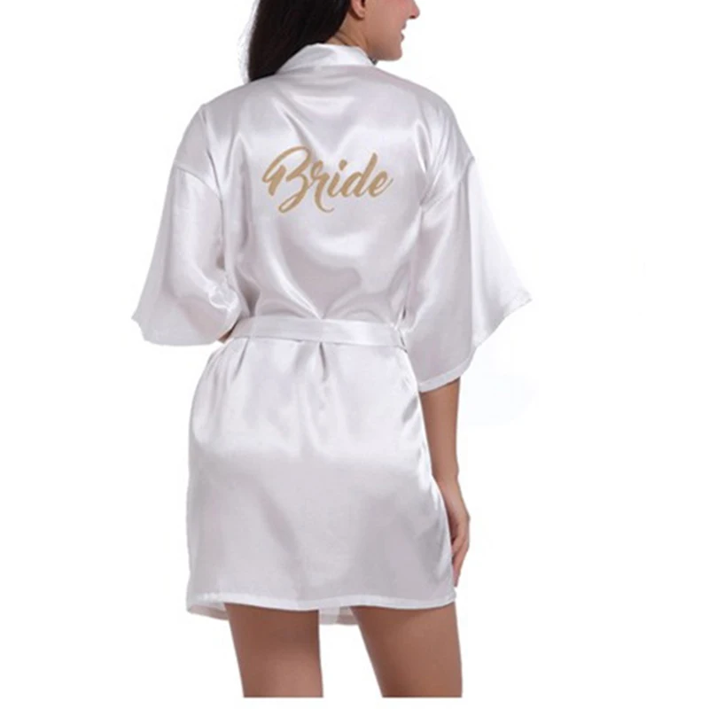  Прямая поставка белый атласный халат для девичника и невесты свадебные