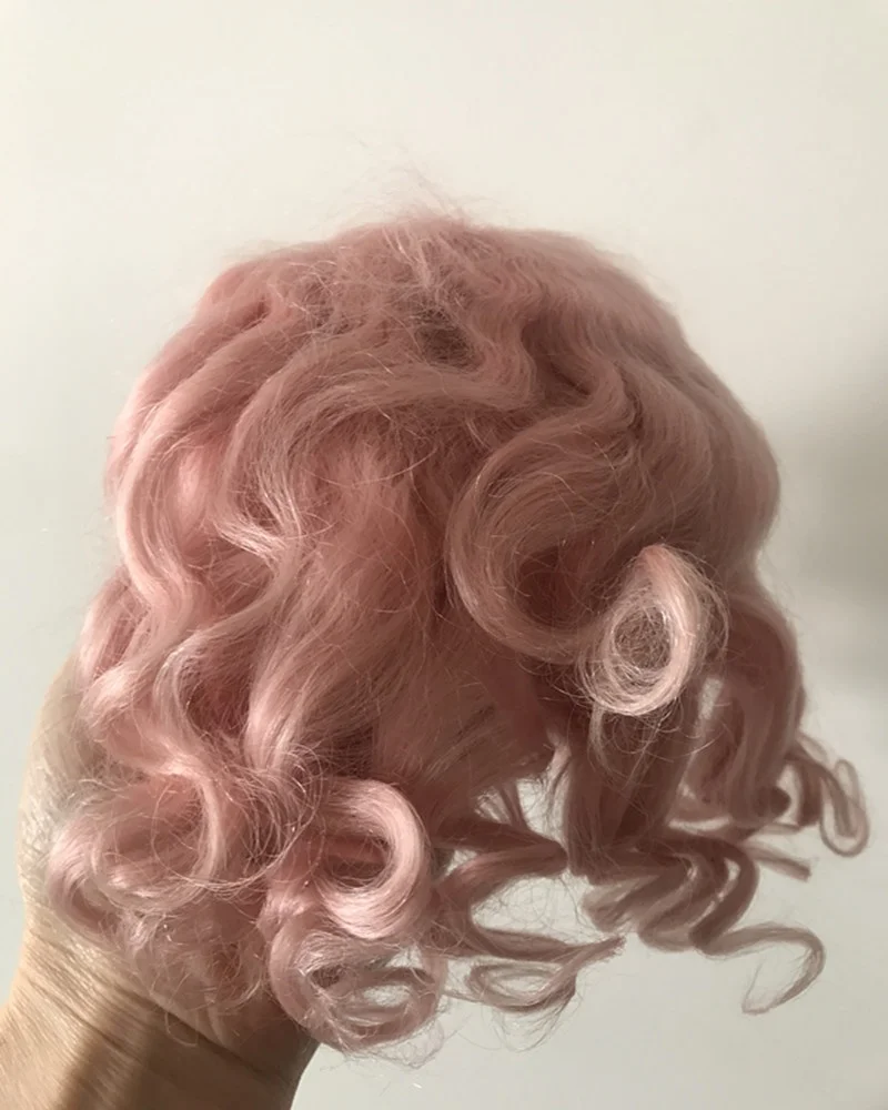 
Beautiful Curly Pink Color Mohair Wigs for American Dolls 