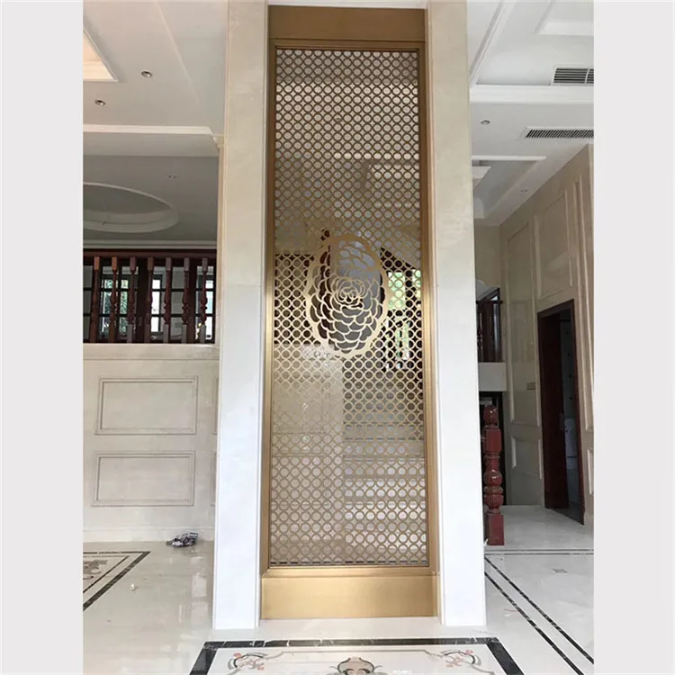 brass color brush surface stainless steel decorative screen laser cut wall panel for hotel restaurant decoration