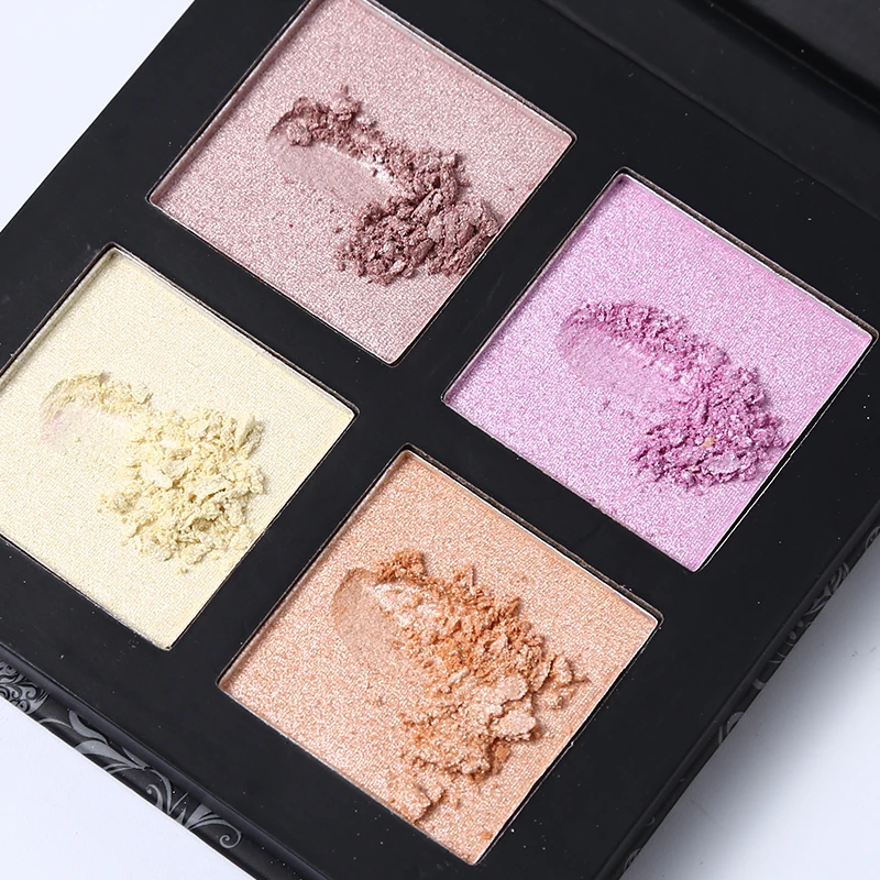 4 цвета Тени для век бронзер выделяющая Палитра с квадратной бумагой