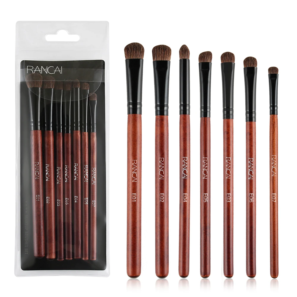 
RANCAI 7pcs EyeShadow Brushes Set Natural Horse Pony Hair Cosmetics Blending Smudge Shader Makeup Brushes 