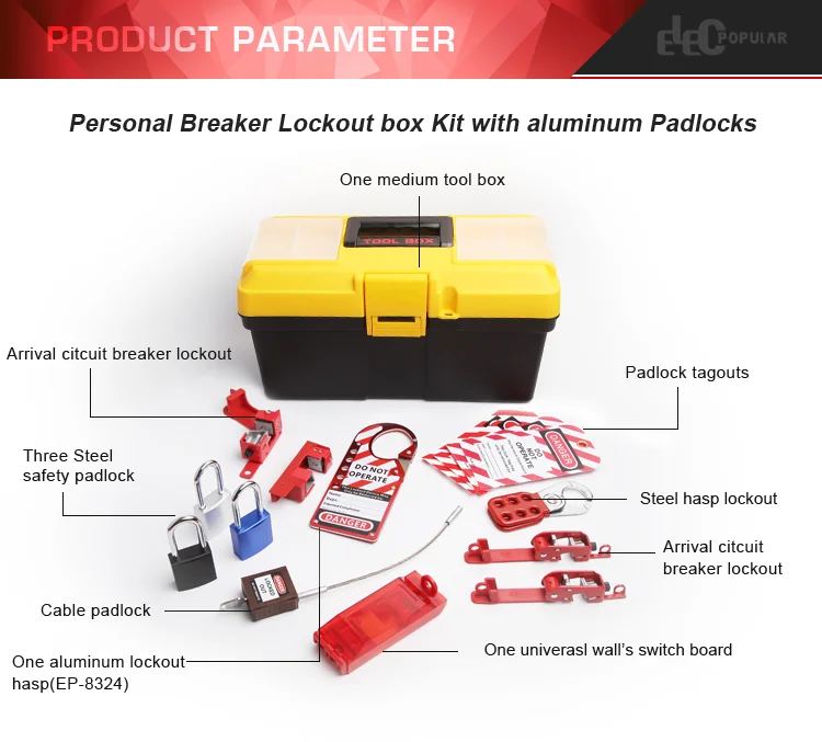 Electrical Safety Lock Out Tool Box Convenient Group Lockout Tagout Kits