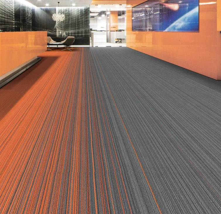 New Arrival Orange Color 50x50 cm Nylon 6 Carpet Tiles with Gradient Colors