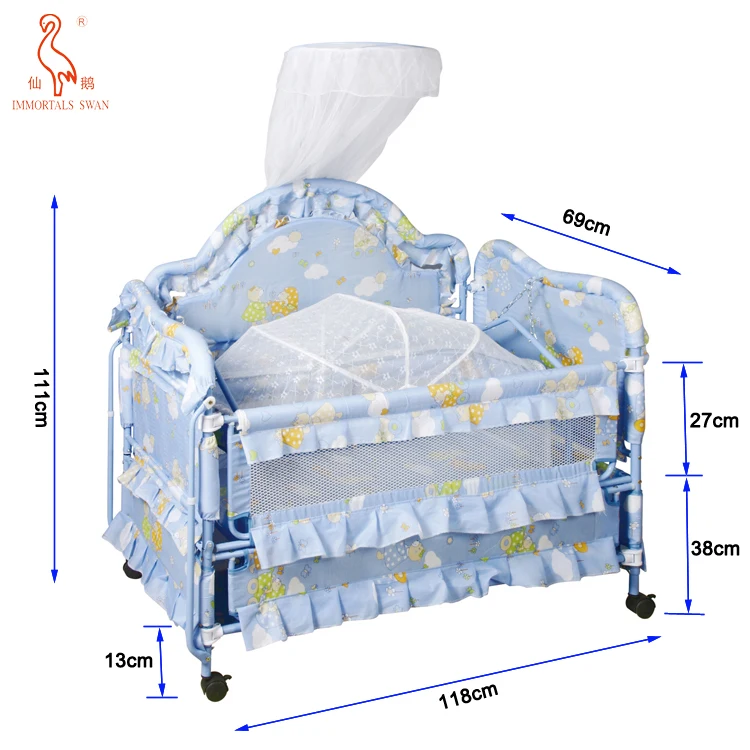 854A Baby Furniture Polyester Fabric Modern Material Modern Style  Crib Type Baby Cradle Crib Bed