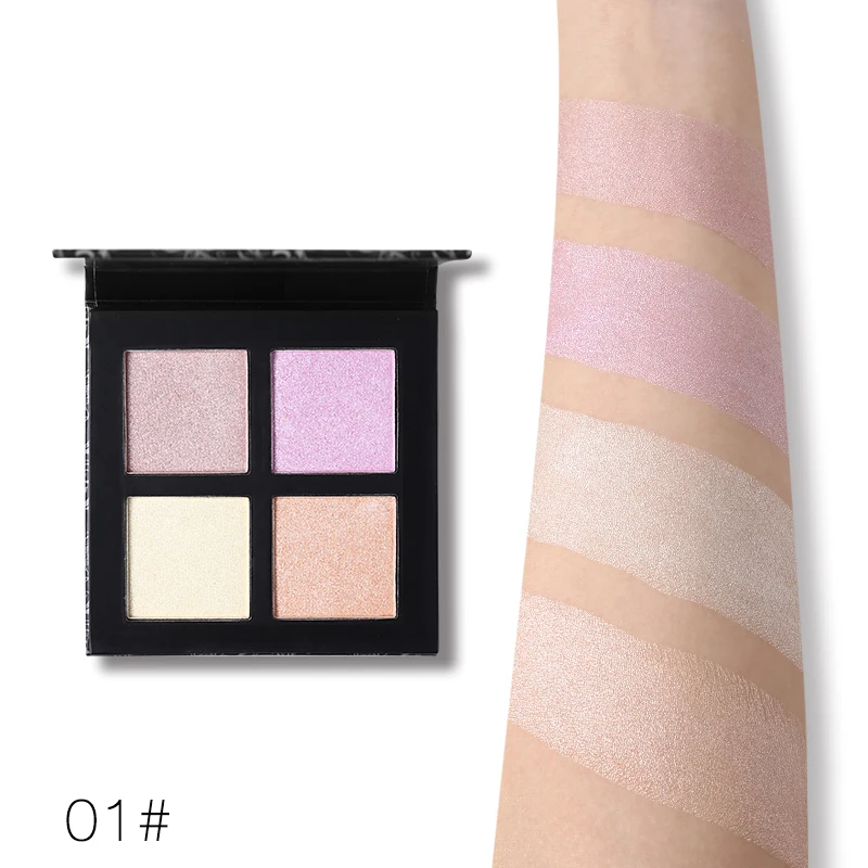 4 цвета Тени для век бронзер выделяющая Палитра с квадратной бумагой